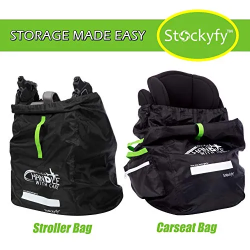 Car Seat Travel Bag with Pouch – Black – Adjustable Straps Backpack – Gate Check Bag for Car Seats for Air Travel with Baby – Protector Cover Infant Carriers & Boosters