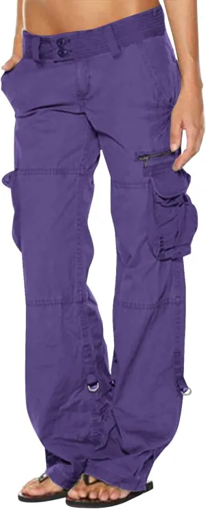 Cargo Pants for Women Mid Rise Pockets Baggy Trousers Loose Lightweight Hiking Pants Y2K Fashion Boyfriend Streetwear Pants