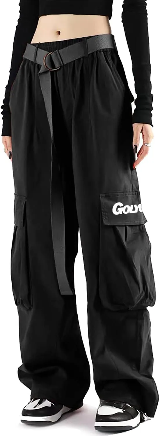Cargo Pants Women with Pockets High Waist Baggy Casual Techwear Wide Leg Trousers Women Relaxed Fit Fashion Adjustable