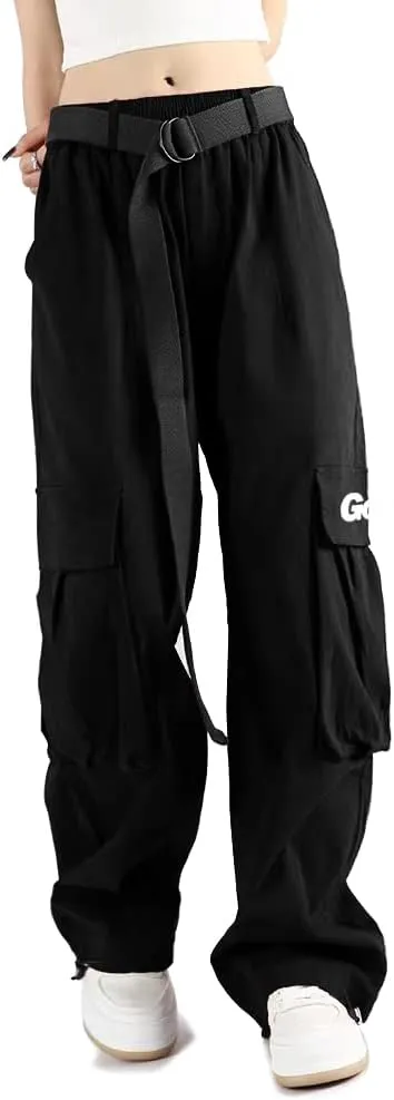 Cargo Pants Women with Pockets High Waist Baggy Casual Techwear Wide Leg Trousers Women Relaxed Fit Fashion Adjustable