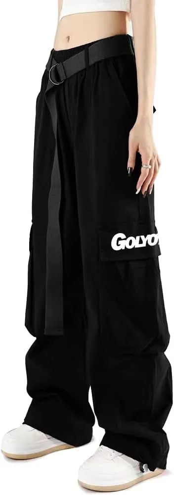 Cargo Pants Women with Pockets High Waist Baggy Casual Techwear Wide Leg Trousers Women Relaxed Fit Fashion Adjustable