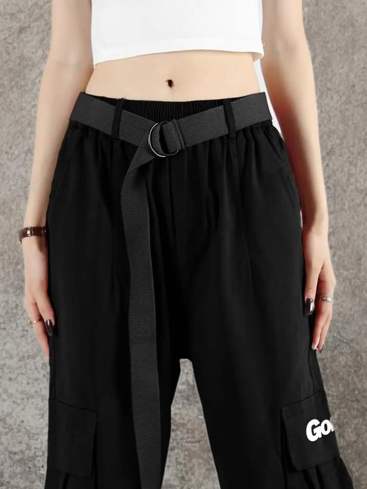 Cargo Pants Women with Pockets High Waist Baggy Casual Techwear Wide Leg Trousers Women Relaxed Fit Fashion Adjustable
