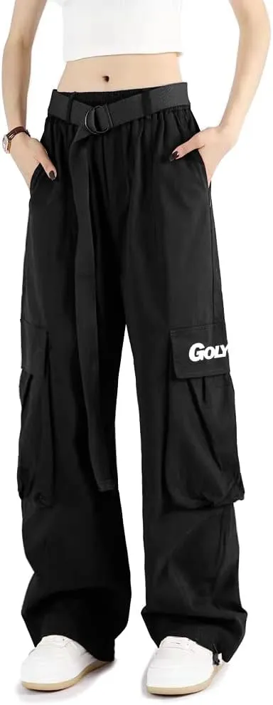 Cargo Pants Women with Pockets High Waist Baggy Casual Techwear Wide Leg Trousers Women Relaxed Fit Fashion Adjustable