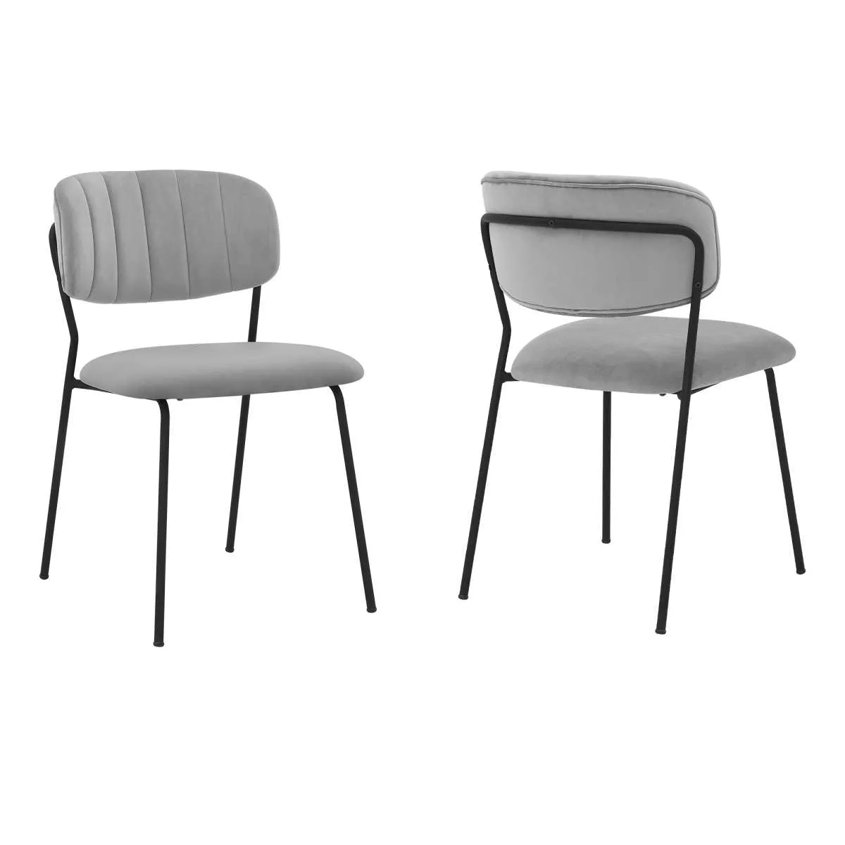 Carlo Gray Velvet and Metal Dining Room Chairs - Set of 2 By Armen Living