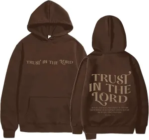 Christian Hoodies for Women Trust in The Lord Bible Verse Graphic Oversized Sweatshirts Casual Long Sleeve Hooded Pullover