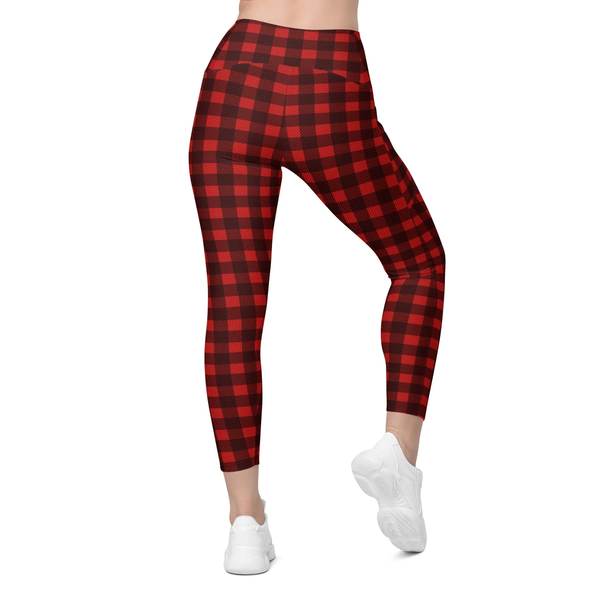 Christmas Buffalo Print Leggings With Pockets