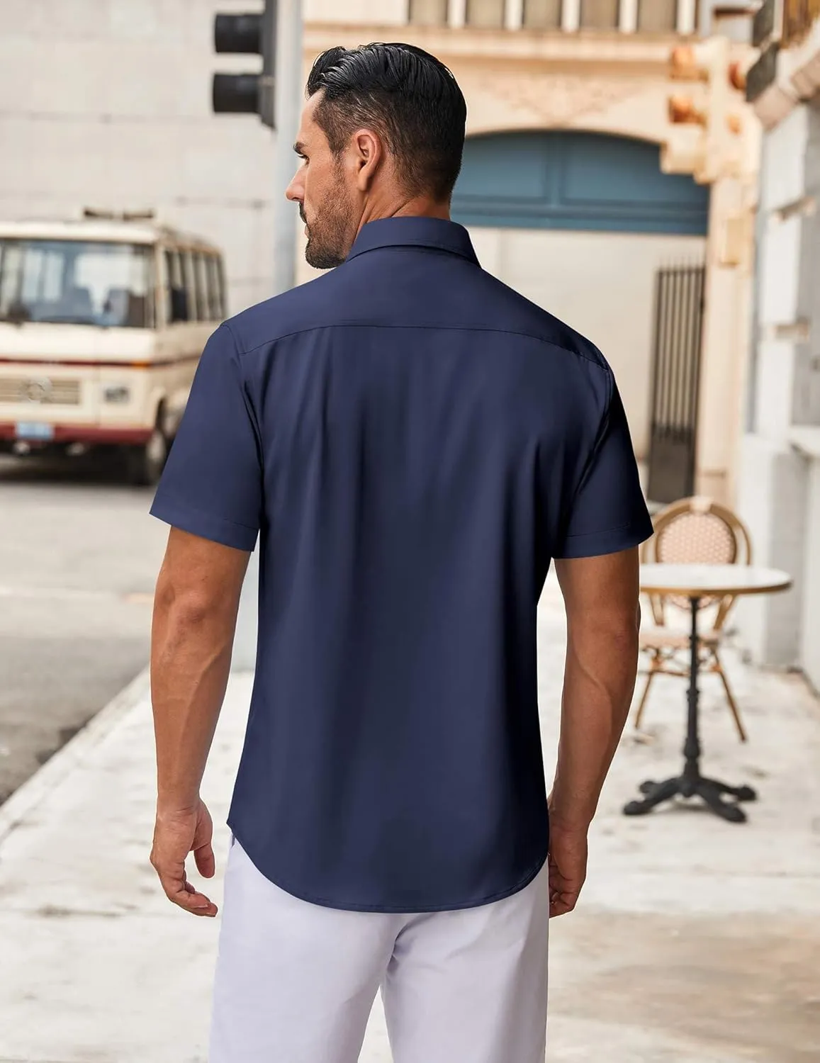 COOFANDY Mens Short Sleeve Button Down Shirt Wrinkle Free Dress Shirts Casual Summer Untucked Shirt