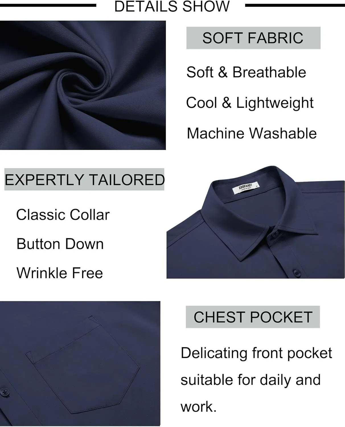 COOFANDY Mens Short Sleeve Button Down Shirt Wrinkle Free Dress Shirts Casual Summer Untucked Shirt