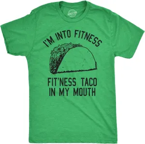 Crazy Dog Mens Graphic Funny T Shirt Im Into Fitness Taco in My Mouth Humor Novelty Shirt