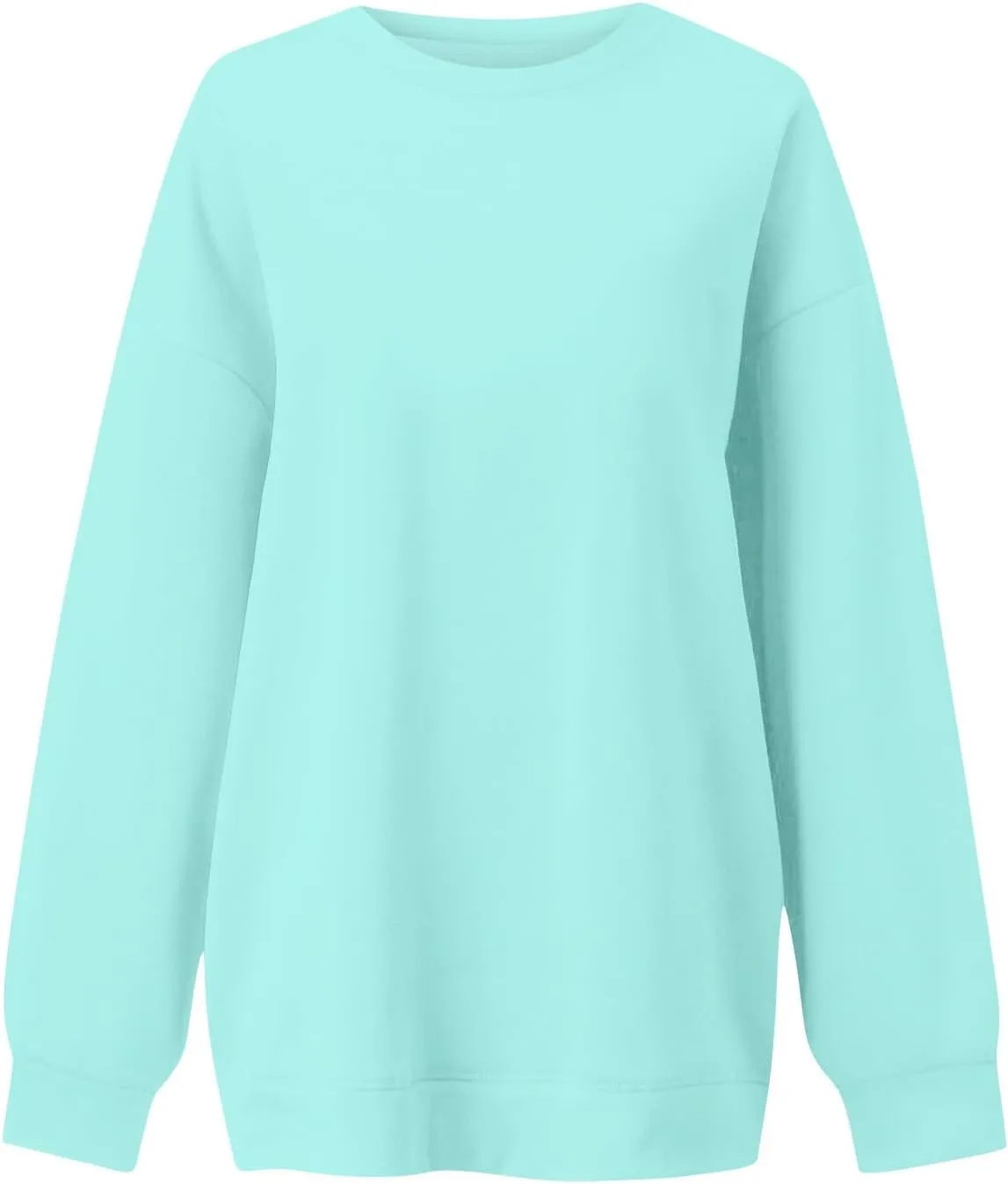 Crewneck Sweatshirts Women Trendy Drop Shoulder Cute Oversized Sweatshirt Comfy Long Sleeve Fleece Pullover Sweater