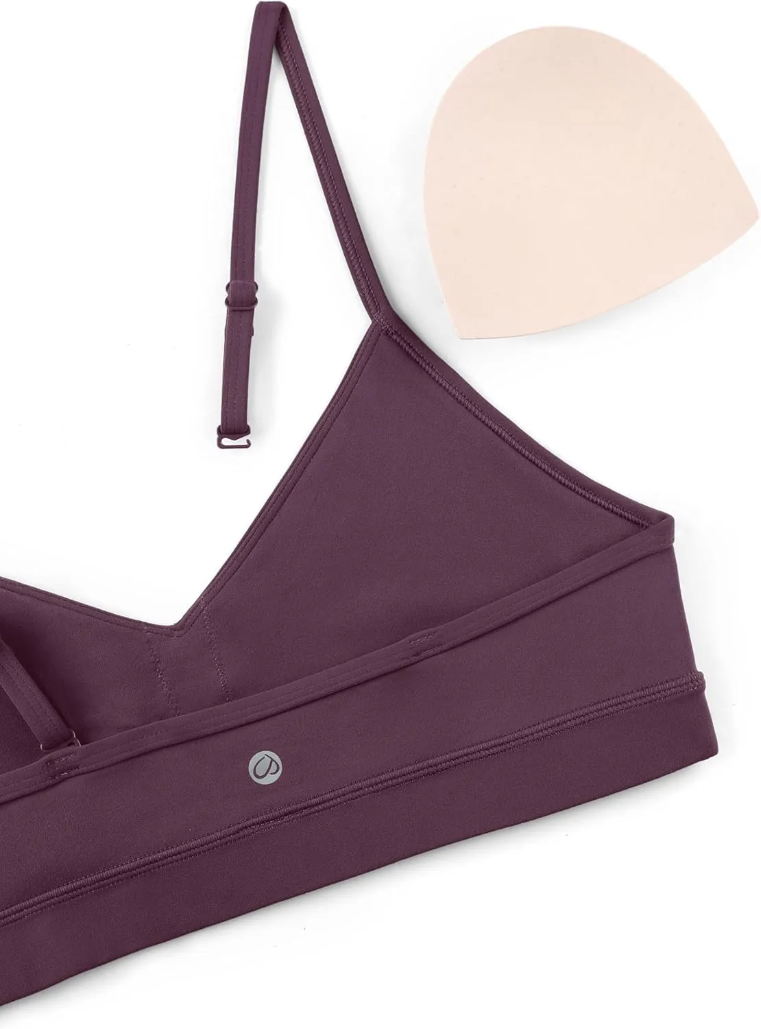 CRZ YOGA Butterluxe V-Neck Sports Bras for Women - Adjustable Thin Straps Padded Yoga Top Basic Wireless Camisole