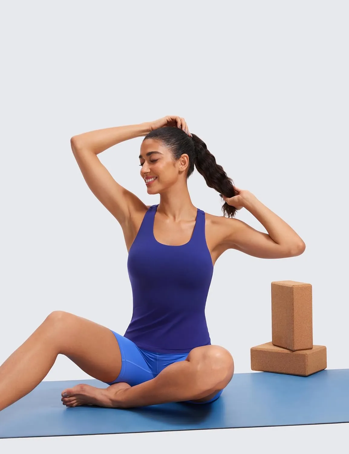 CRZ YOGA Butterluxe Workout Tank Tops for Women Built in Shelf Bras Padded - Racerback Athletic Spandex Yoga Camisole