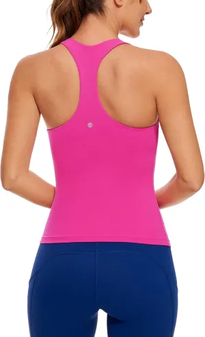 CRZ YOGA Butterluxe Workout Tank Tops for Women Built in Shelf Bras Padded - Racerback Athletic Spandex Yoga Camisole