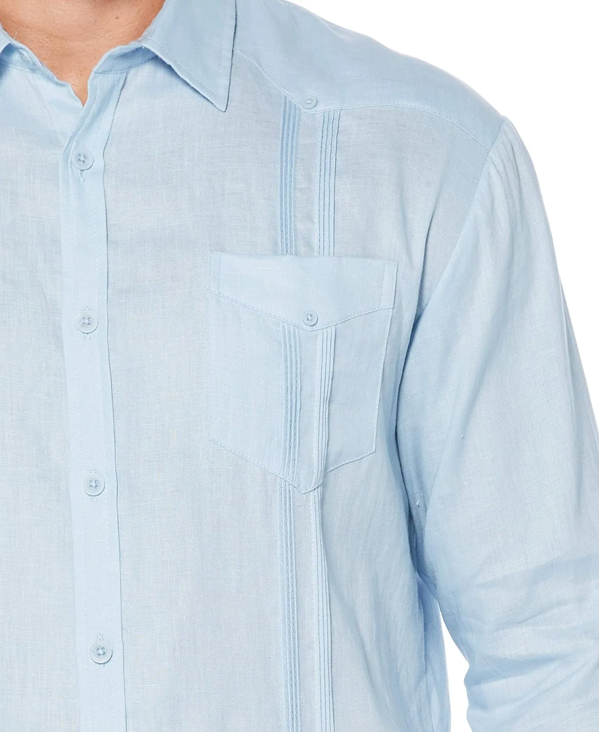 Cubavera Men's 100% Linen Four-Pocket Long Sleeve Guayabera Shirt, Pintuck Detail, Relaxed Fit (Available in Big & Tall)