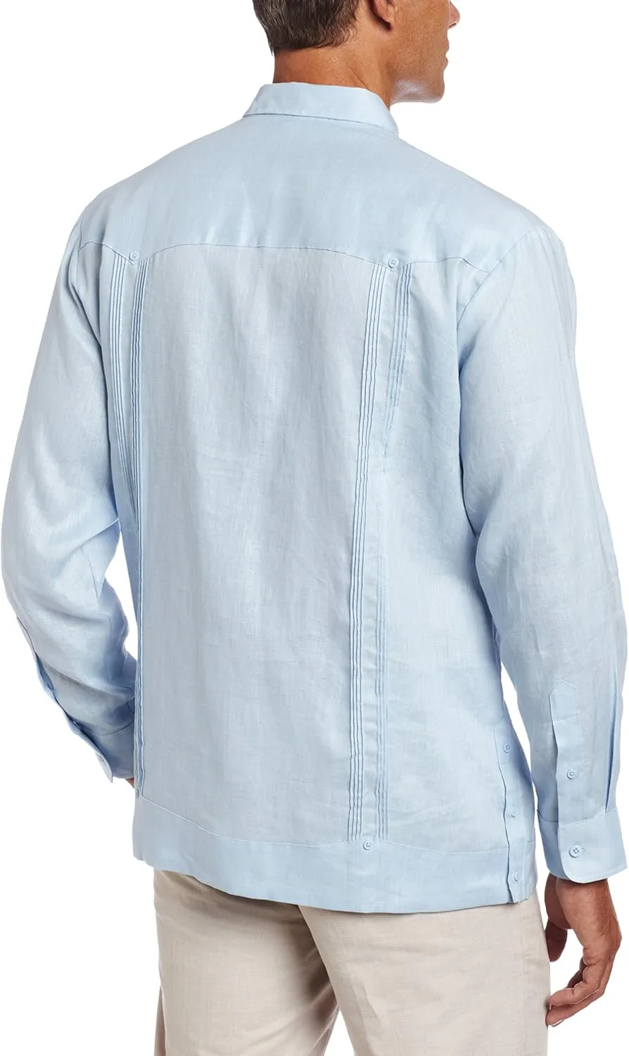 Cubavera Men's 100% Linen Four-Pocket Long Sleeve Guayabera Shirt, Pintuck Detail, Relaxed Fit (Available in Big & Tall)