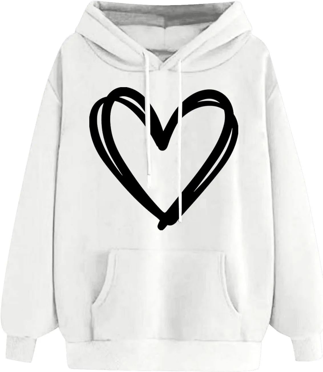 Cute Hooded Sweatshirt For Women 2024 Casual Long Sleeve Heart Graphic Hoodies Loose Comfy Fall Fashion Pullovers
