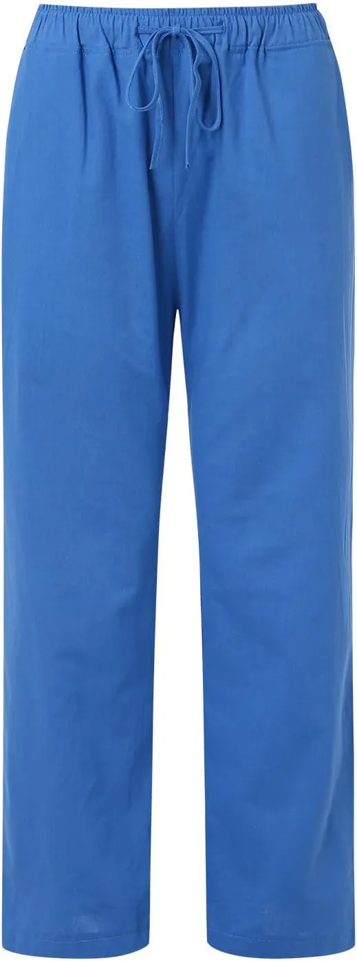 Cute Summer Pants For Women 2024 High Waist Business Pants Linen Wide Leg Sweatpants Palazzo Trouser with Pocket