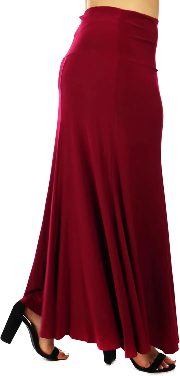d2bPLUS Women's Flowy Stretchy Midi Skirt, Pleated Maxi A-Line Swing Skirt | Reg and Plus Sizes