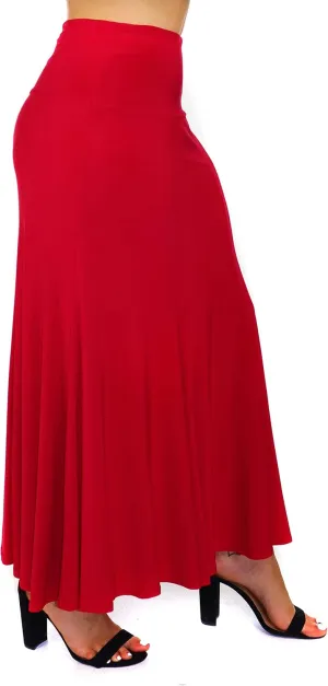 d2bPLUS Women's Flowy Stretchy Midi Skirt, Pleated Maxi A-Line Swing Skirt | Reg and Plus Sizes