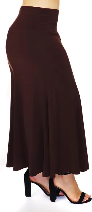 d2bPLUS Women's Flowy Stretchy Midi Skirt, Pleated Maxi A-Line Swing Skirt | Reg and Plus Sizes