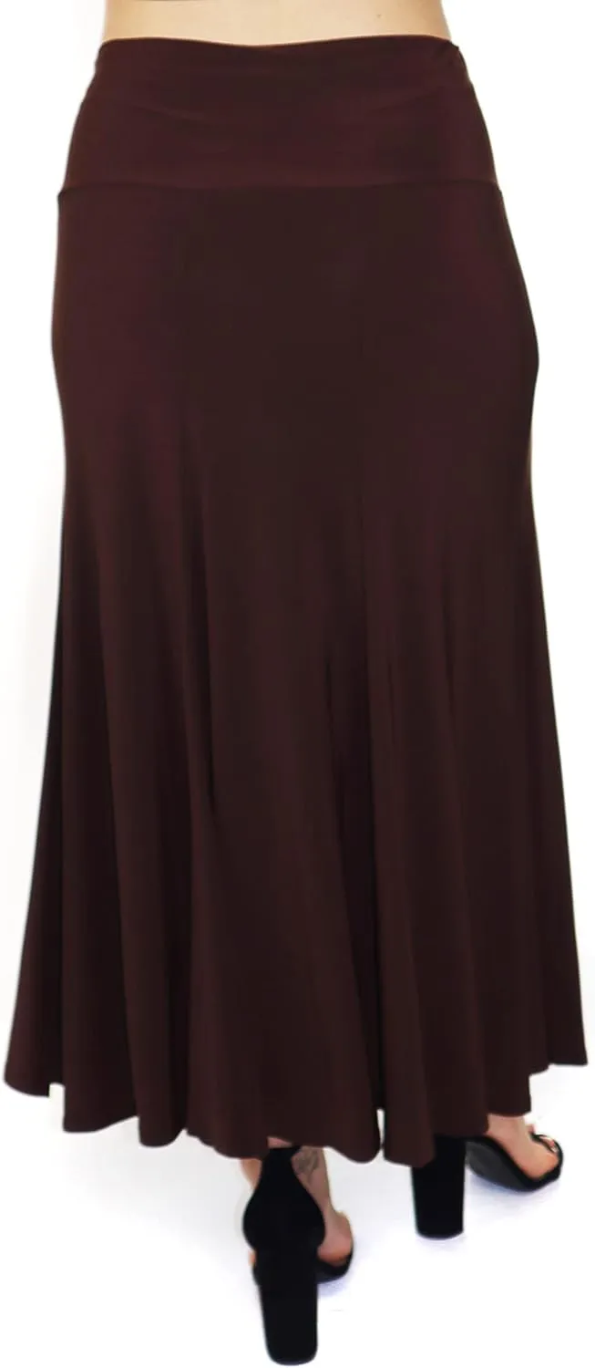 d2bPLUS Women's Flowy Stretchy Midi Skirt, Pleated Maxi A-Line Swing Skirt | Reg and Plus Sizes
