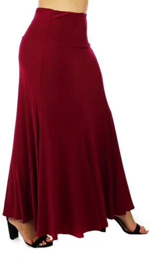 d2bPLUS Women's Flowy Stretchy Midi Skirt, Pleated Maxi A-Line Swing Skirt | Reg and Plus Sizes