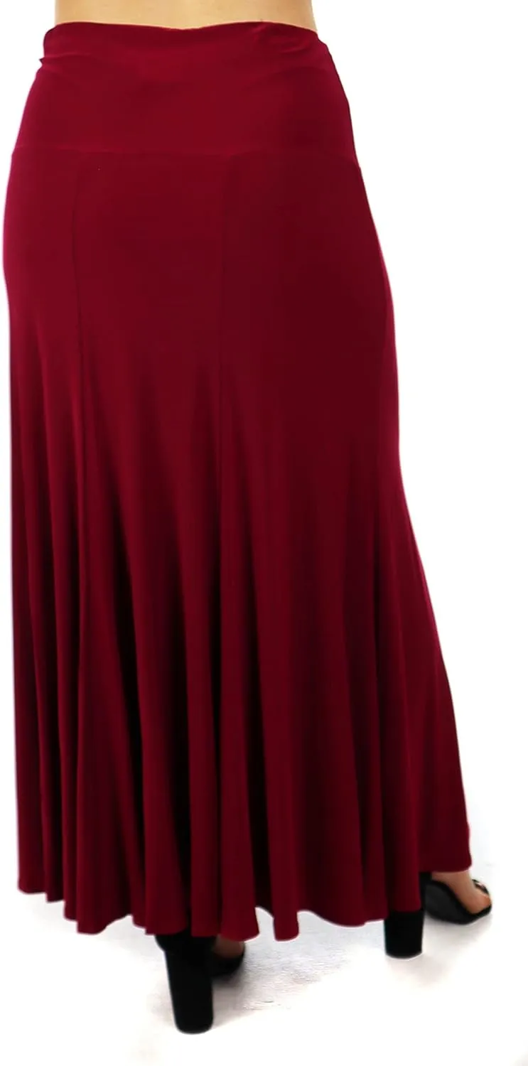 d2bPLUS Women's Flowy Stretchy Midi Skirt, Pleated Maxi A-Line Swing Skirt | Reg and Plus Sizes