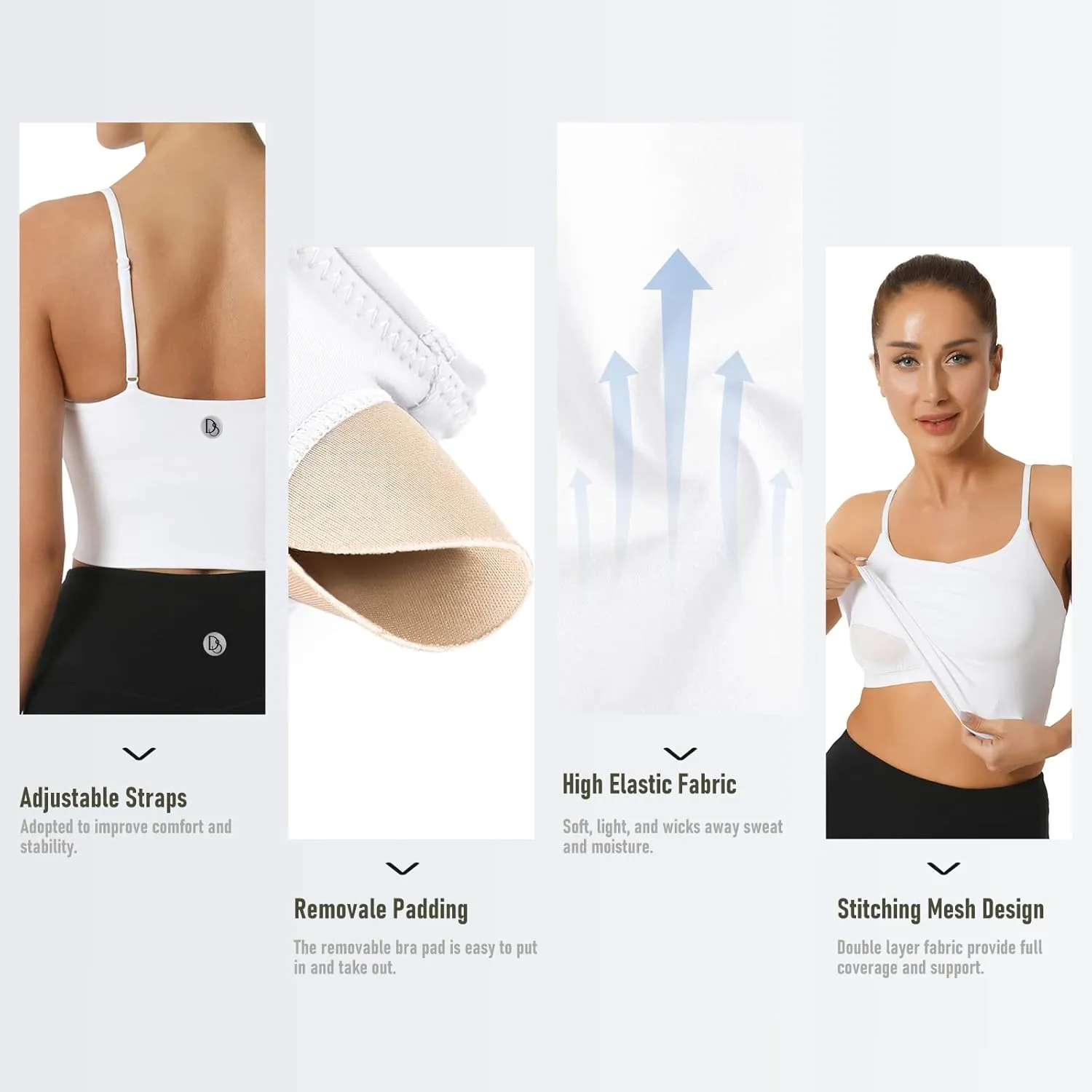 Desol Padded Longline Sports Bras for Women, Criss Cross Back Adjustable Strappy Running Workout Gym Yoga Crop Tank Top