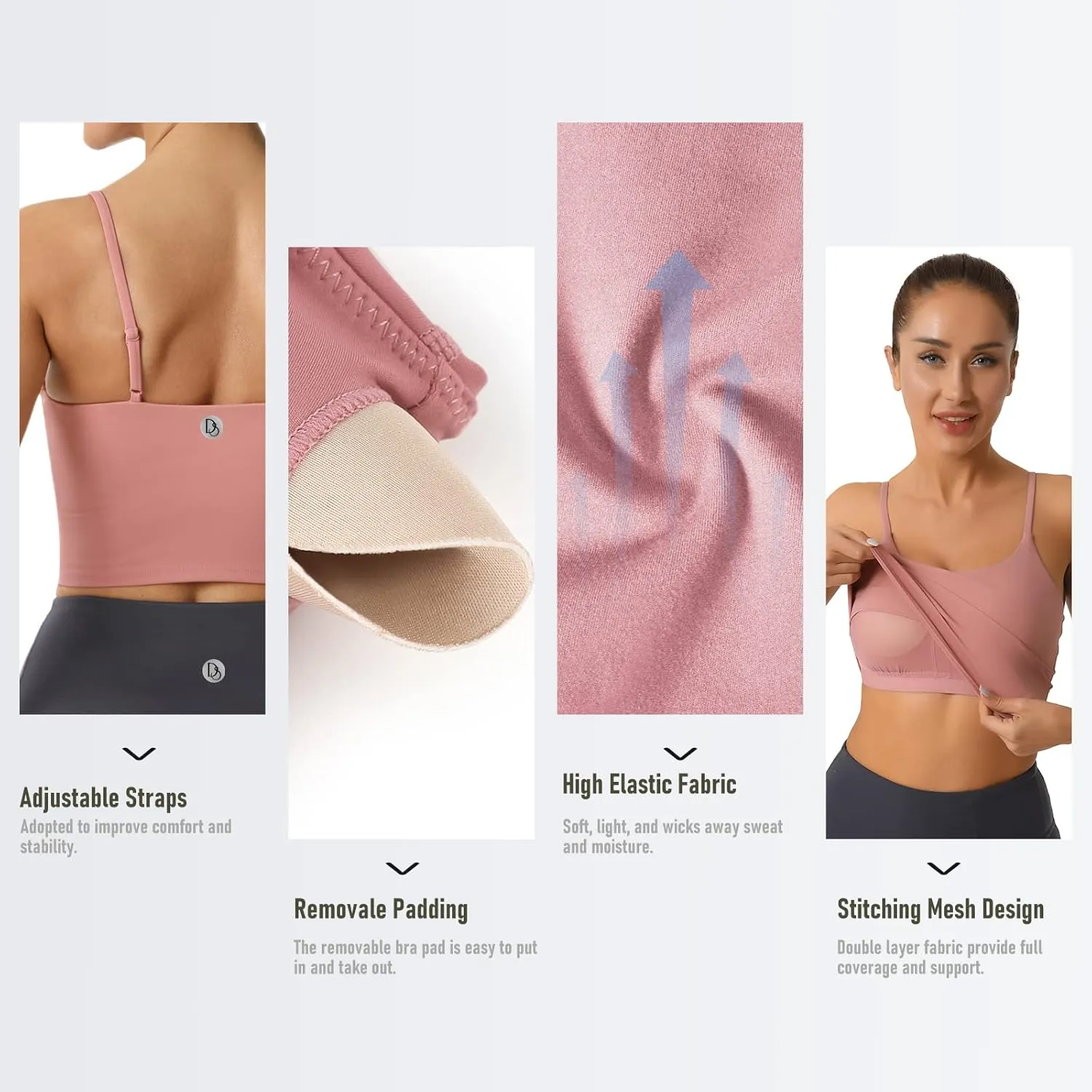 Desol Padded Longline Sports Bras for Women, Criss Cross Back Adjustable Strappy Running Workout Gym Yoga Crop Tank Top
