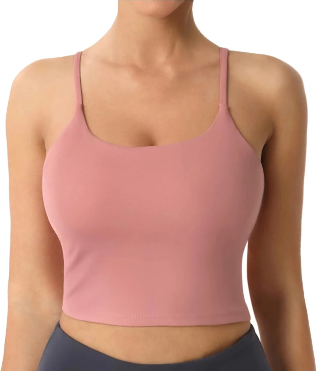 Desol Padded Longline Sports Bras for Women, Criss Cross Back Adjustable Strappy Running Workout Gym Yoga Crop Tank Top