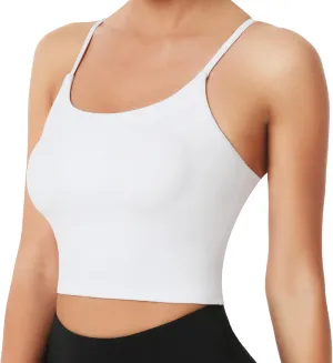 Desol Padded Longline Sports Bras for Women, Criss Cross Back Adjustable Strappy Running Workout Gym Yoga Crop Tank Top