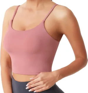 Desol Padded Longline Sports Bras for Women, Criss Cross Back Adjustable Strappy Running Workout Gym Yoga Crop Tank Top