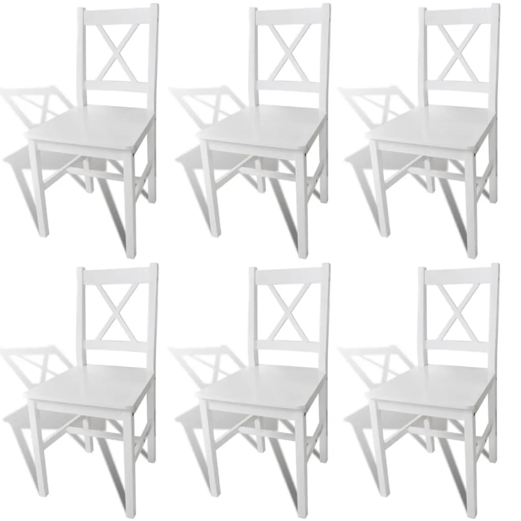 Dining Chairs 6 pcs White Pinewood