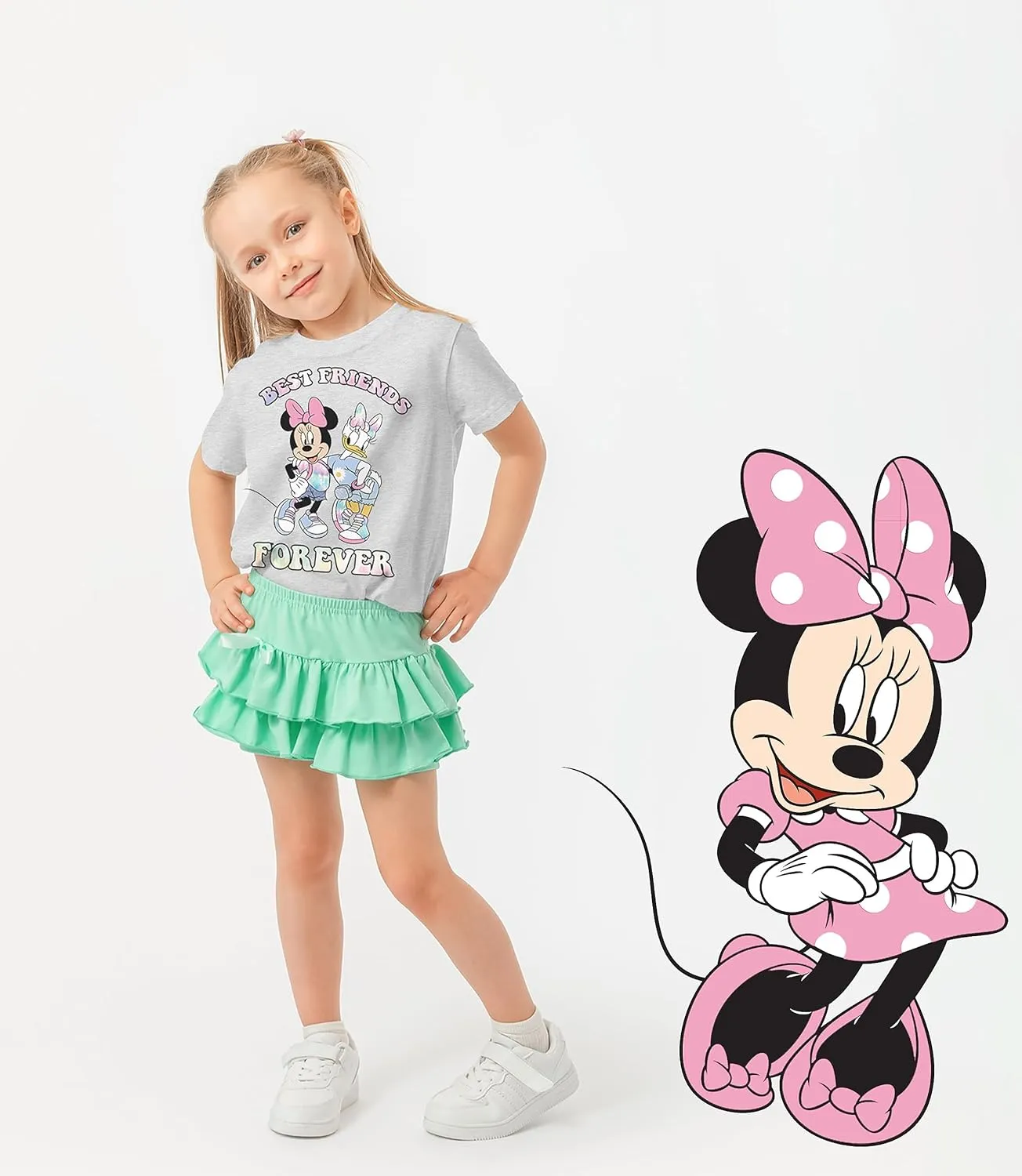 Disney Minnie Mouse T-Shirt (Sets) Daisy Duck Graphic Outfit Tee Infant Little Baby Toddlers Birthday to Girls Clothes