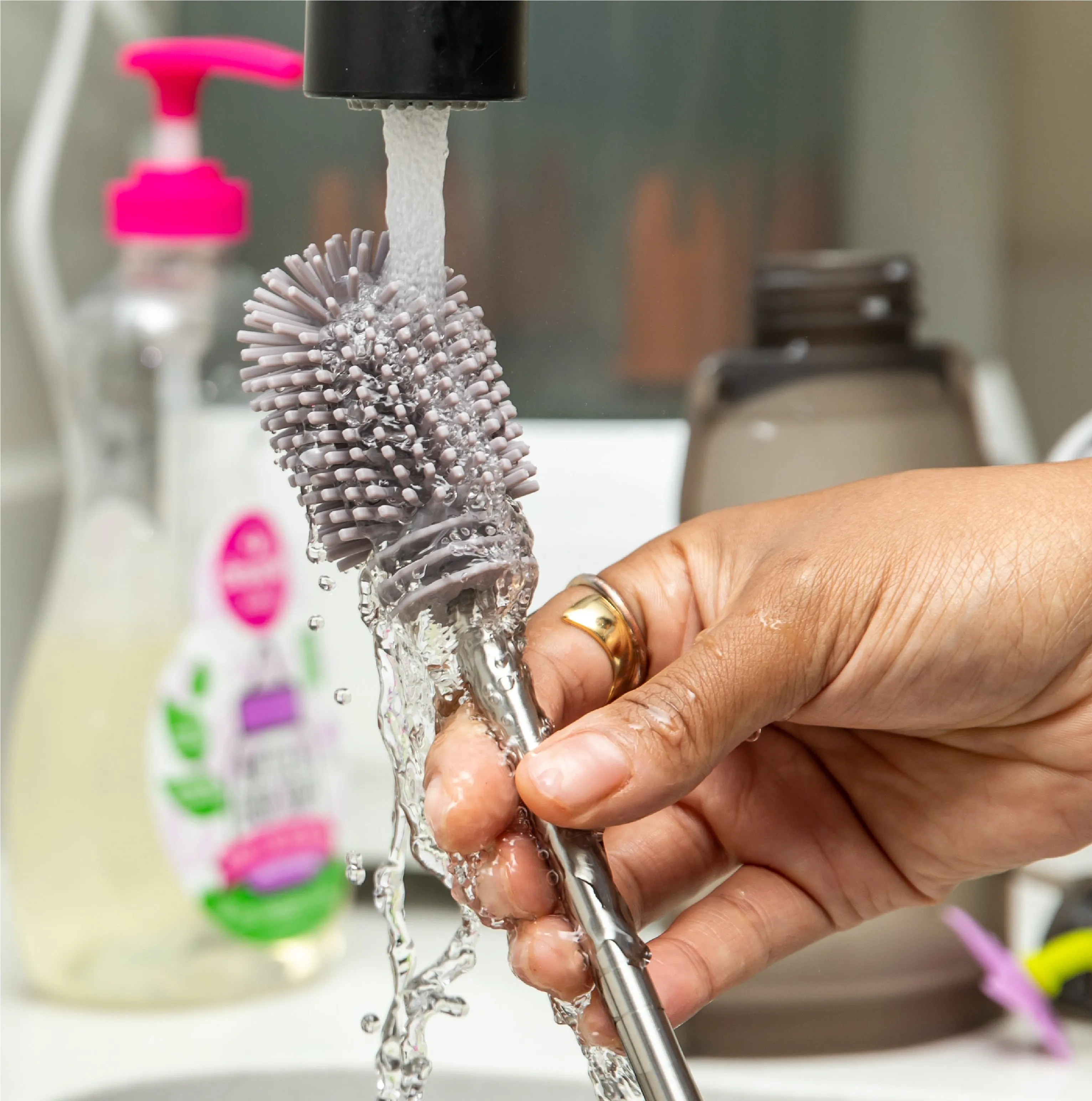 Double-Ended Silicone Cleaning & Bottle Brush