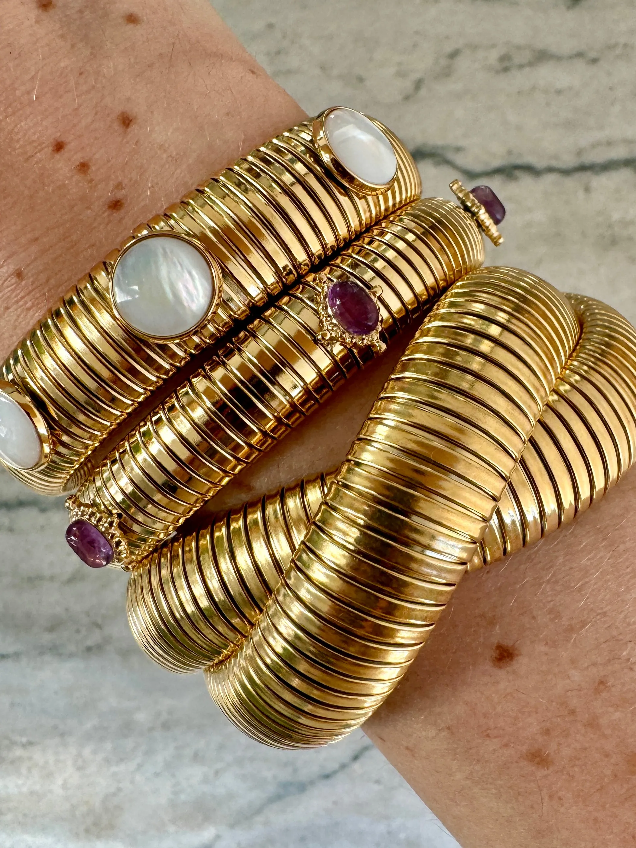 Double Twist Gold Omega Bracelet