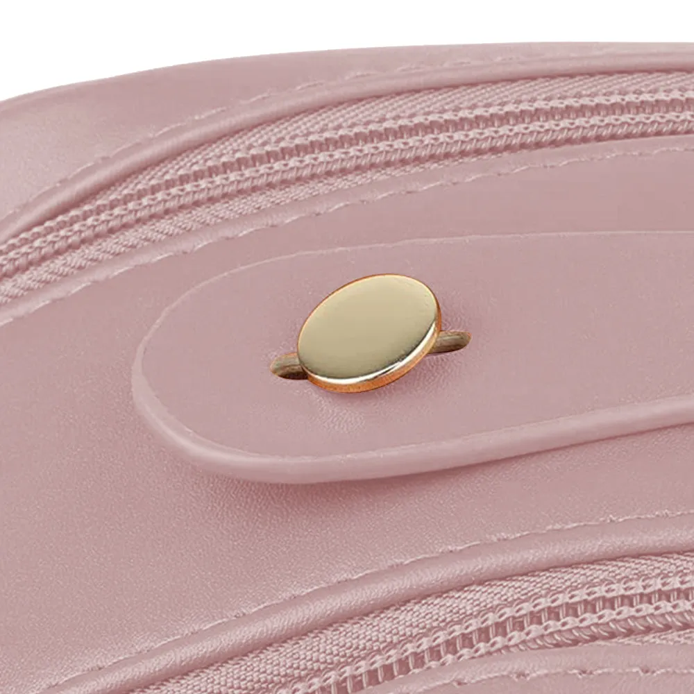 Double Zipper Cosmetic Bag Makeup Organizer Travel Toiletry Bag Pink