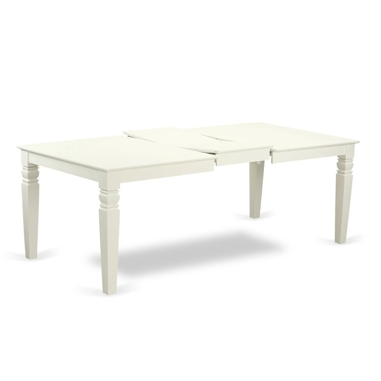 East West Furniture LGDA5-LWH-23 5 Piece Dining Room Set Contains a Rectangle Kitchen Table with Butterfly Leaf and 4 Upholstered Parson Chairs, 42x84 Inch, linen white