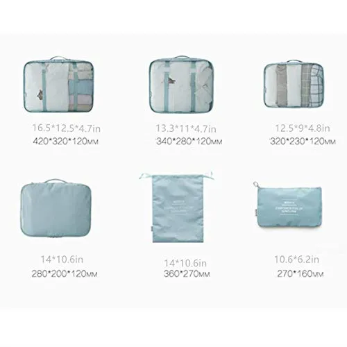 EFAILY Lightweight Luggage Packing Organizers 6 pcs Luggage Packing Organizers Packing Cubes Set for Travel (Gray)