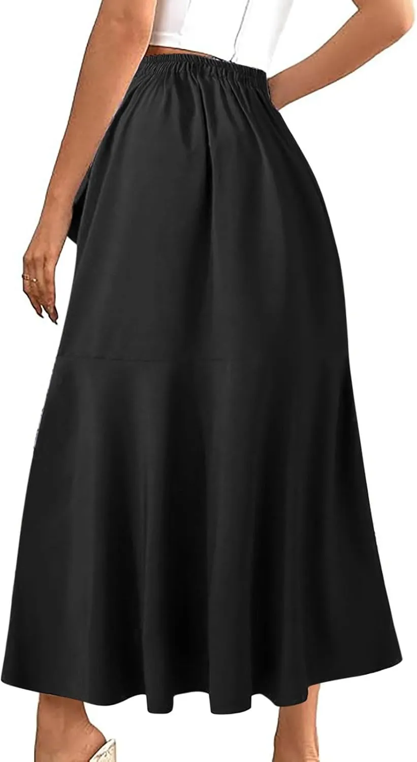 Elegant Ruffle Skirts for Women Irregular Hem Maxi Skirts Ladies Dressy Business Casual Skirt Work Outfits