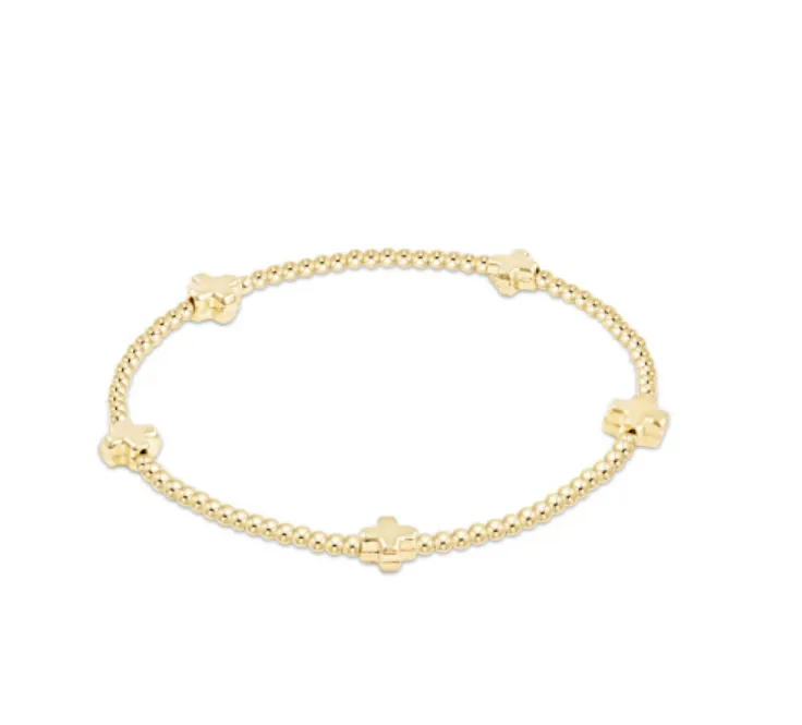Enewton - Signature Cross Small Gold Pattern 2mm Bead Bracelet - Gold