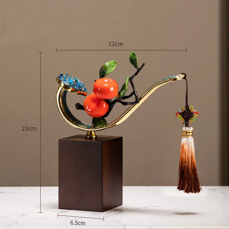 Everything Will Happen Just as You Wish「Shi Shi Ru Yi」- New Chinese Style Persimmon Ruyi Ornament Office Table Decor Business Gift