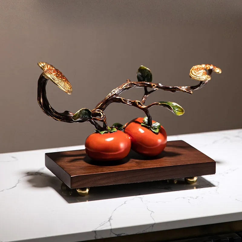 Everything Will Happen Just as You Wish「Shi Shi Ru Yi」- New Chinese Style Persimmon Ruyi Ornament Office Table Decor Business Gift
