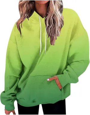 Fall Sweatshirts For Women Fashion Gradient Graphic Hoodies Long Sleeve Oversized Casual Pullover Tops