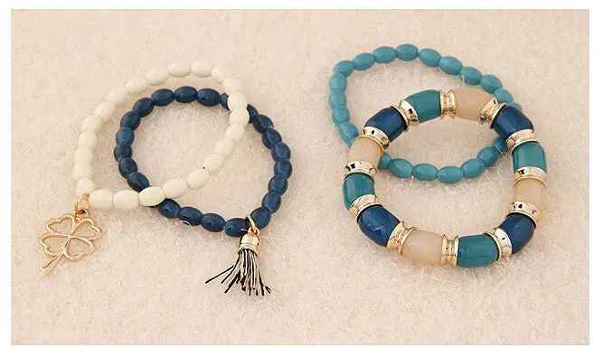 Fashion Charm Bracelets & Bangles Pulseras Mujer Clover Resin Beaded Multilayer Bracelets for Women Girl Pulseira Bijoux