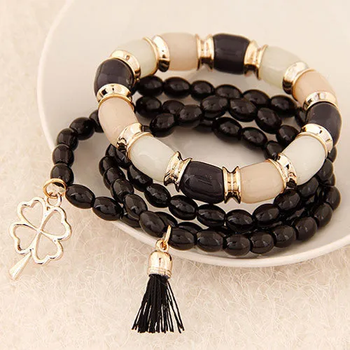 Fashion Charm Bracelets & Bangles Pulseras Mujer Clover Resin Beaded Multilayer Bracelets for Women Girl Pulseira Bijoux