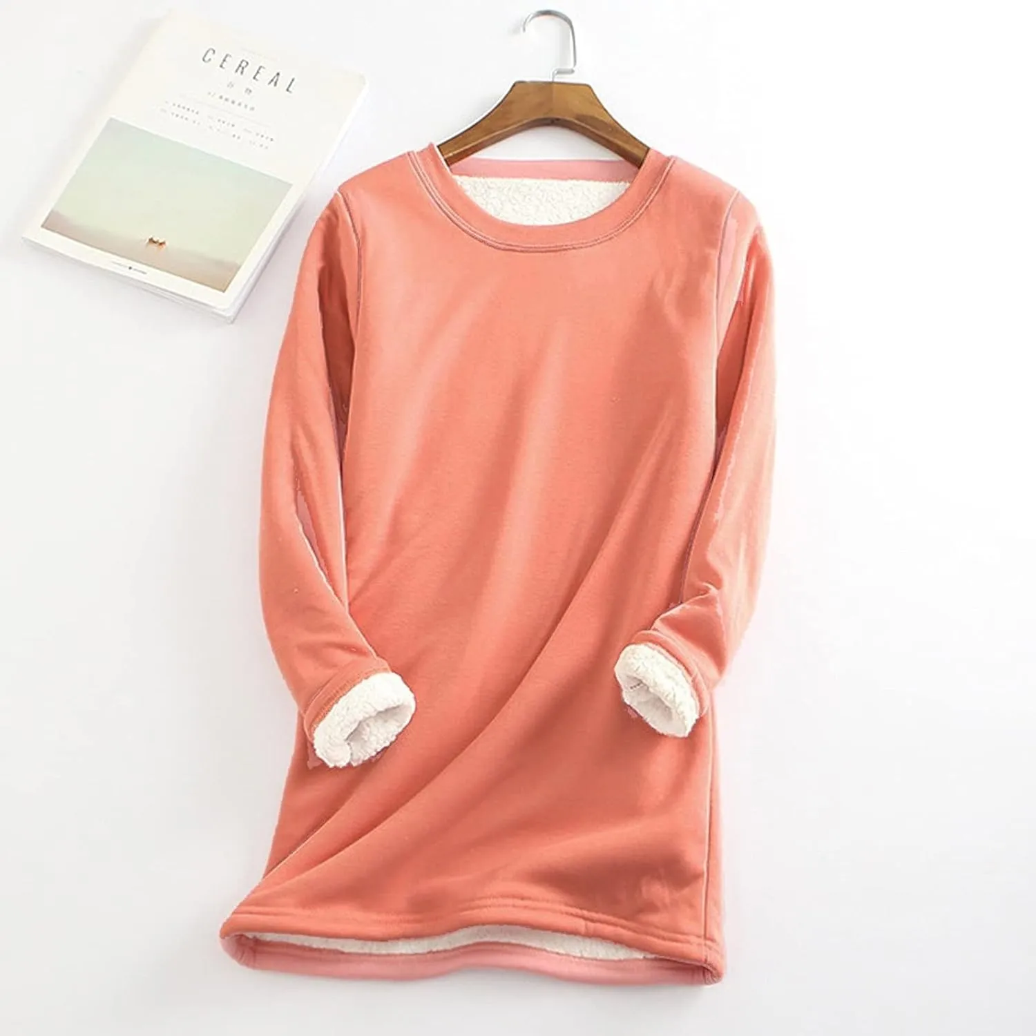 Fleece Lined Sweatshirts for Women Crewneck Warm Sherpa Sweatshirt Pullover 2024 Winter Thermal Underwear Loungewear