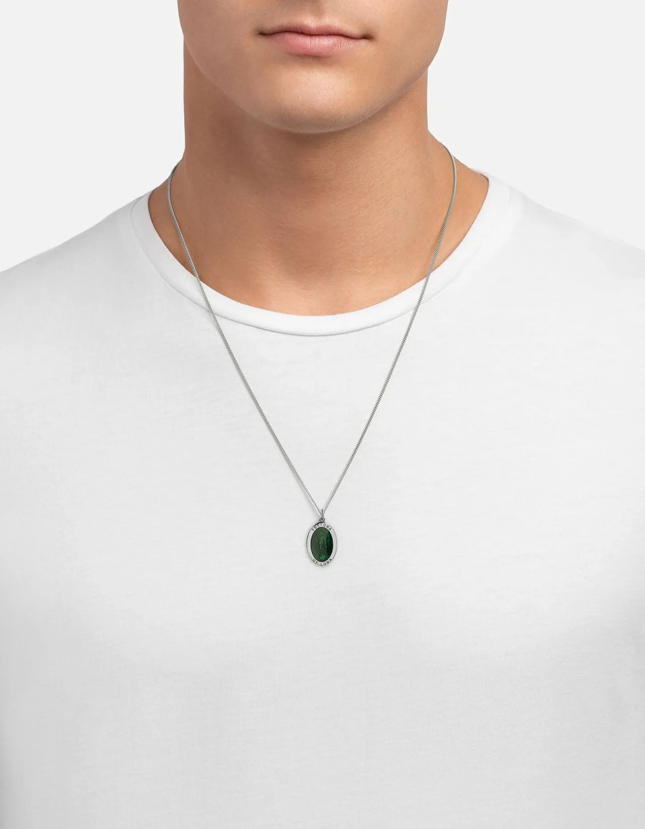 Fortuna Necklace, Sterling Silver/Green