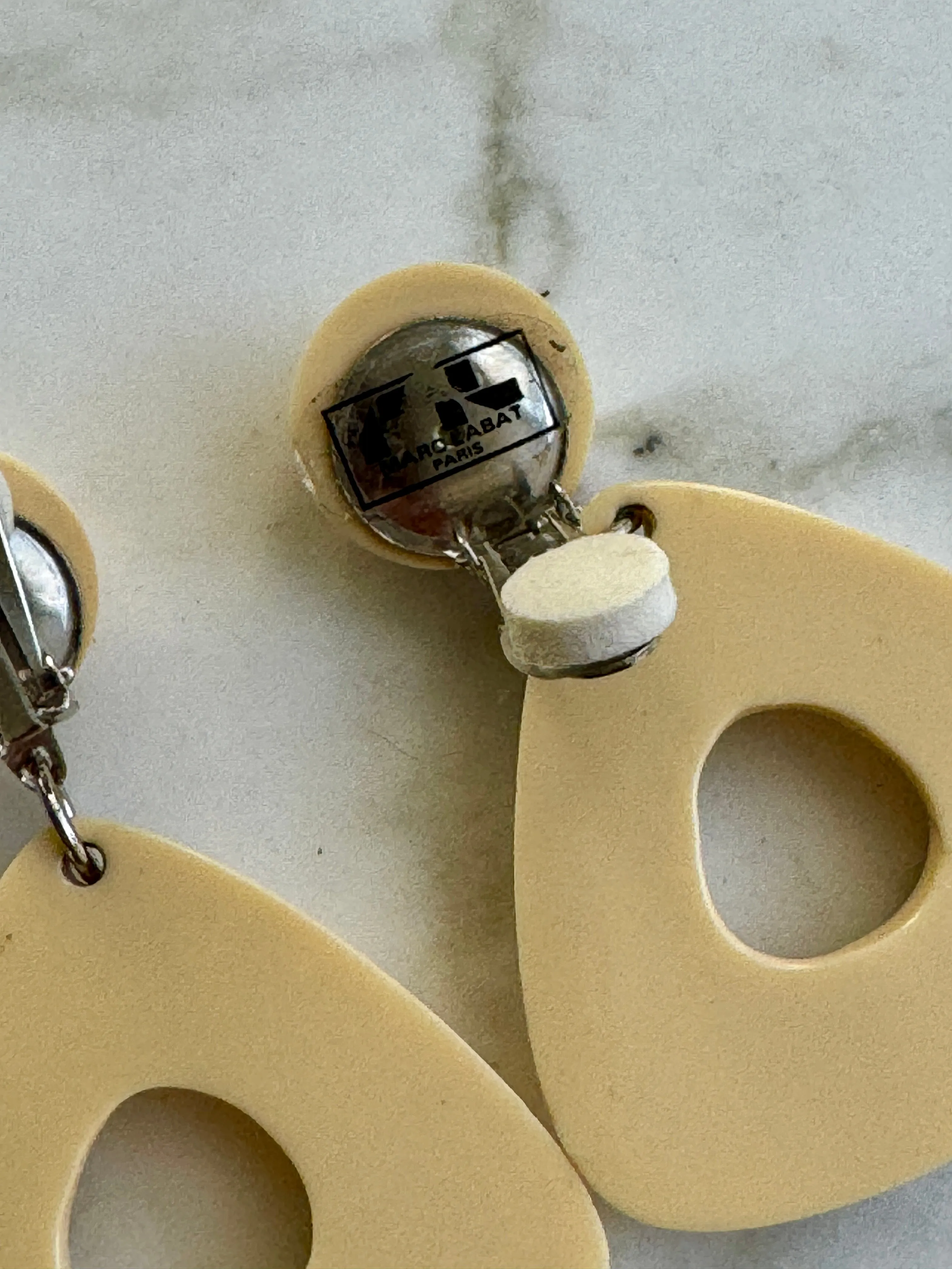 French Designer Marc Labat Paris Cream Resin Earrings