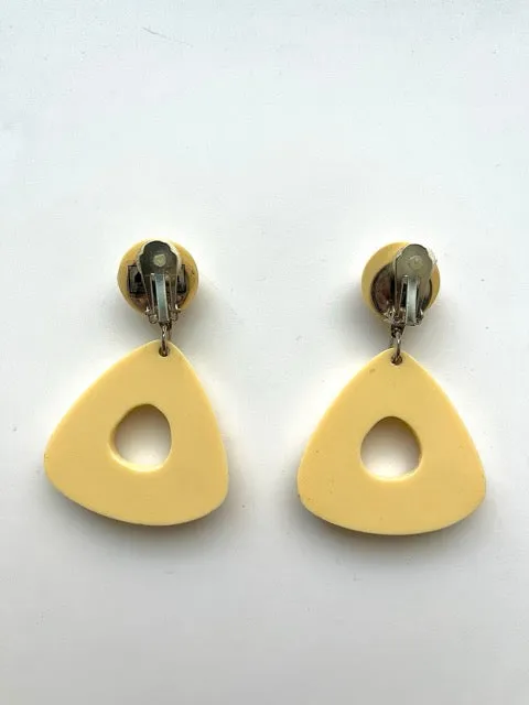 French Designer Marc Labat Paris Cream Resin Earrings